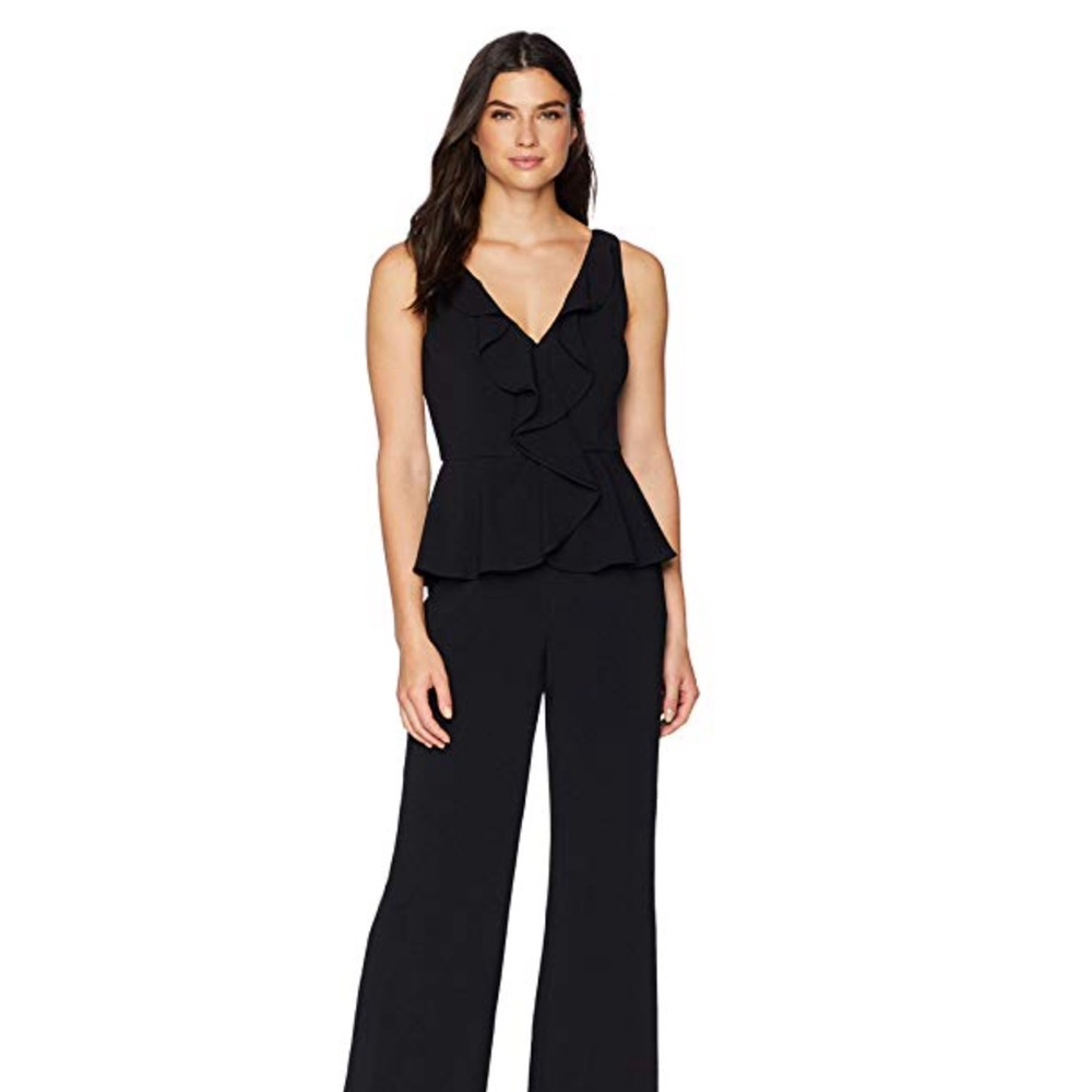 Eliza J V-Neck Ruffle Jumpsuit